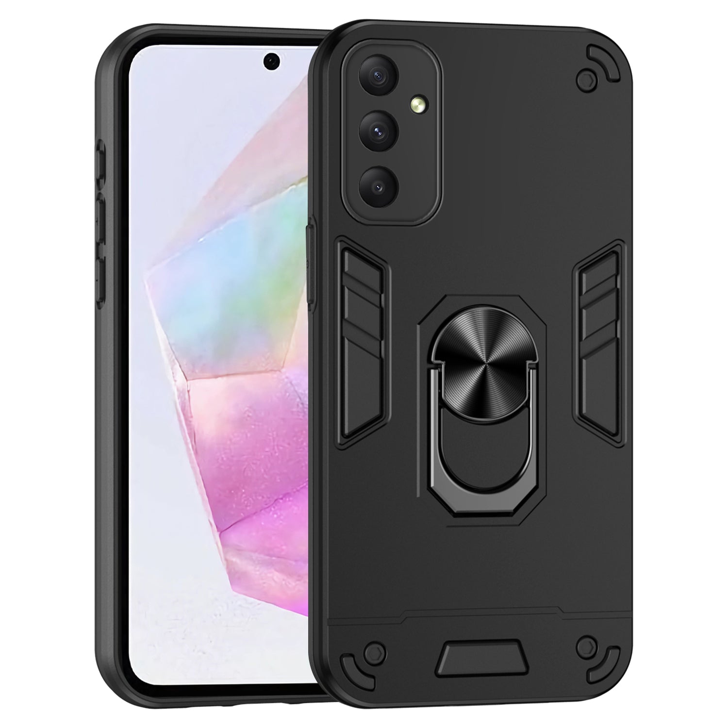 For Samsung Galaxy A35 5G Case Ring Kickstand PC+TPU Scratch-proof Phone Shell For Samsung Galaxy A35 5G Case Ring Kickstand PC+TPU Scratch-proof Phone Shell